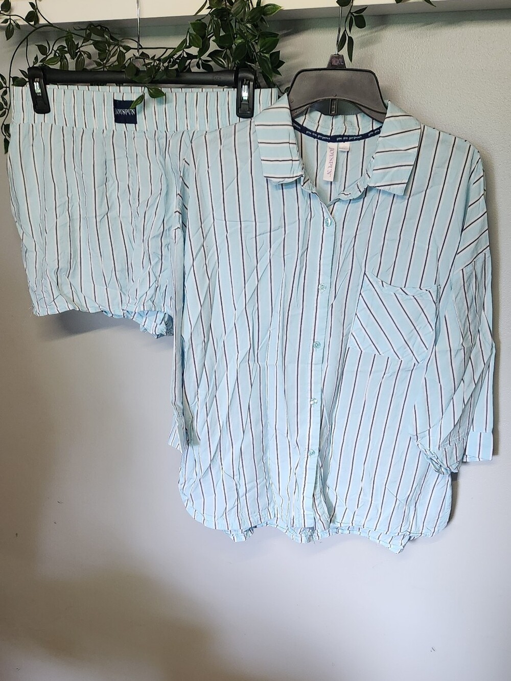 Baby Blue Sleep Set - Button Up Shirt & Shorts